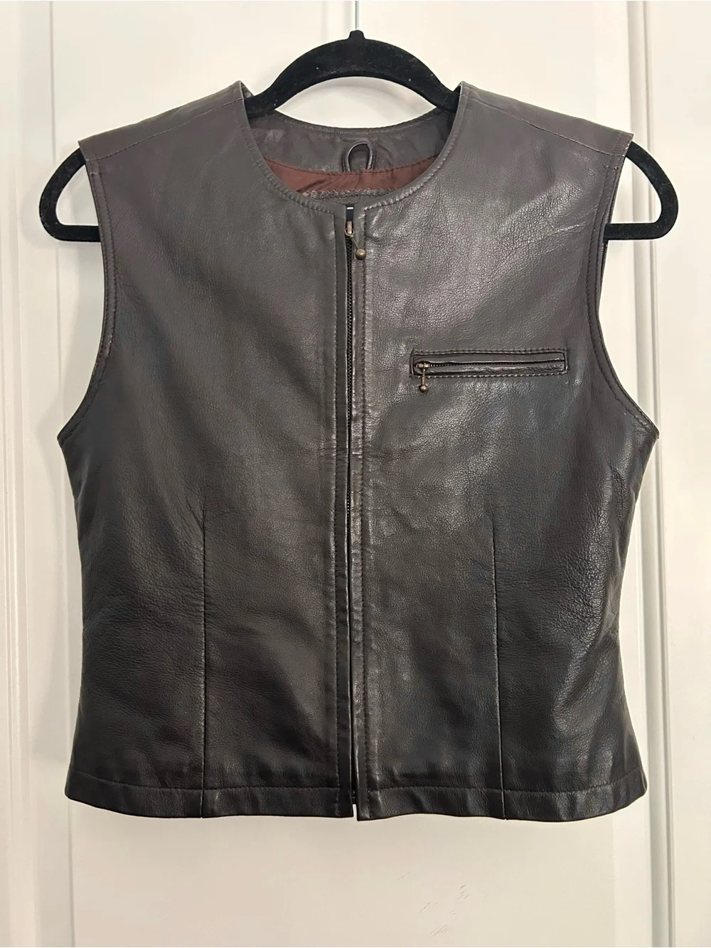 Vintage Y2K Dark Brown Leather Vest